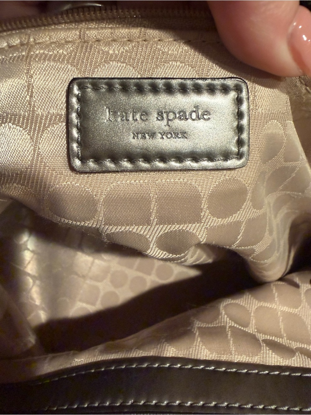 kate spade Black Wool Sparkle Tote with Metallic Leather Handles- Preloved! - Picture 7 of 14